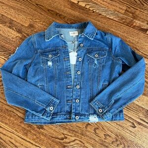Umgee Blue Denim Jacket with Brown Star Accents size M